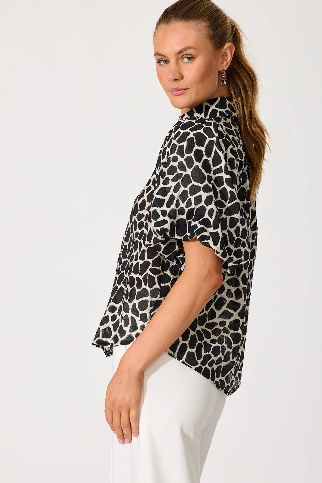 Aeryn Shirt In Black And White Print