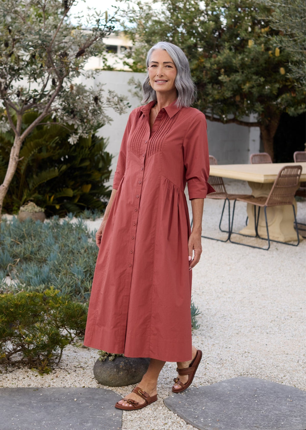 LAURA SHIRTDRESS - TERRACOTTA