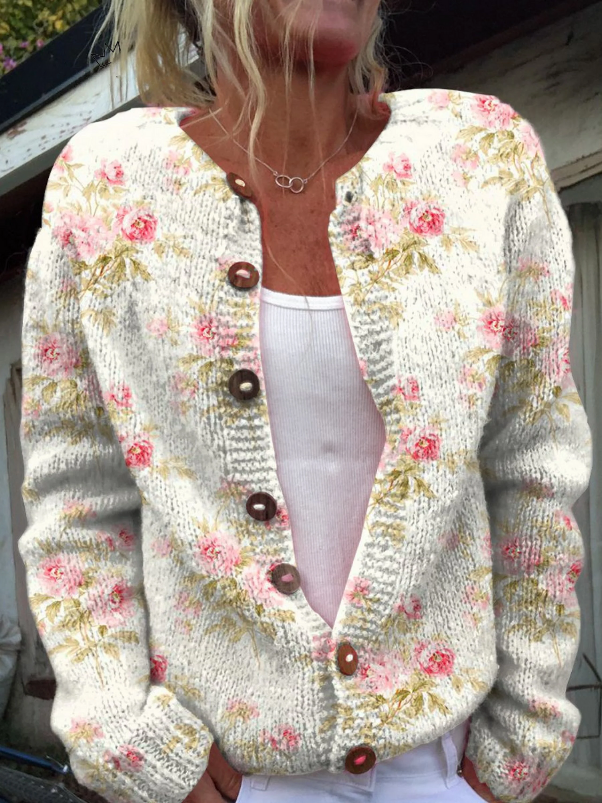 Pink Flower Sweater