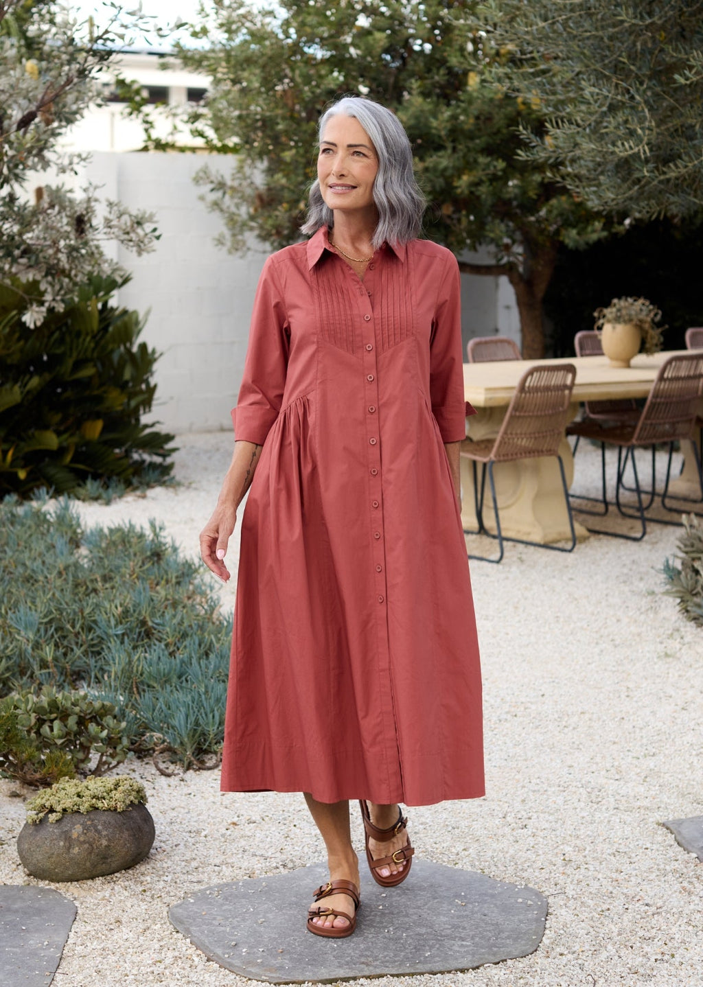 LAURA SHIRTDRESS - TERRACOTTA