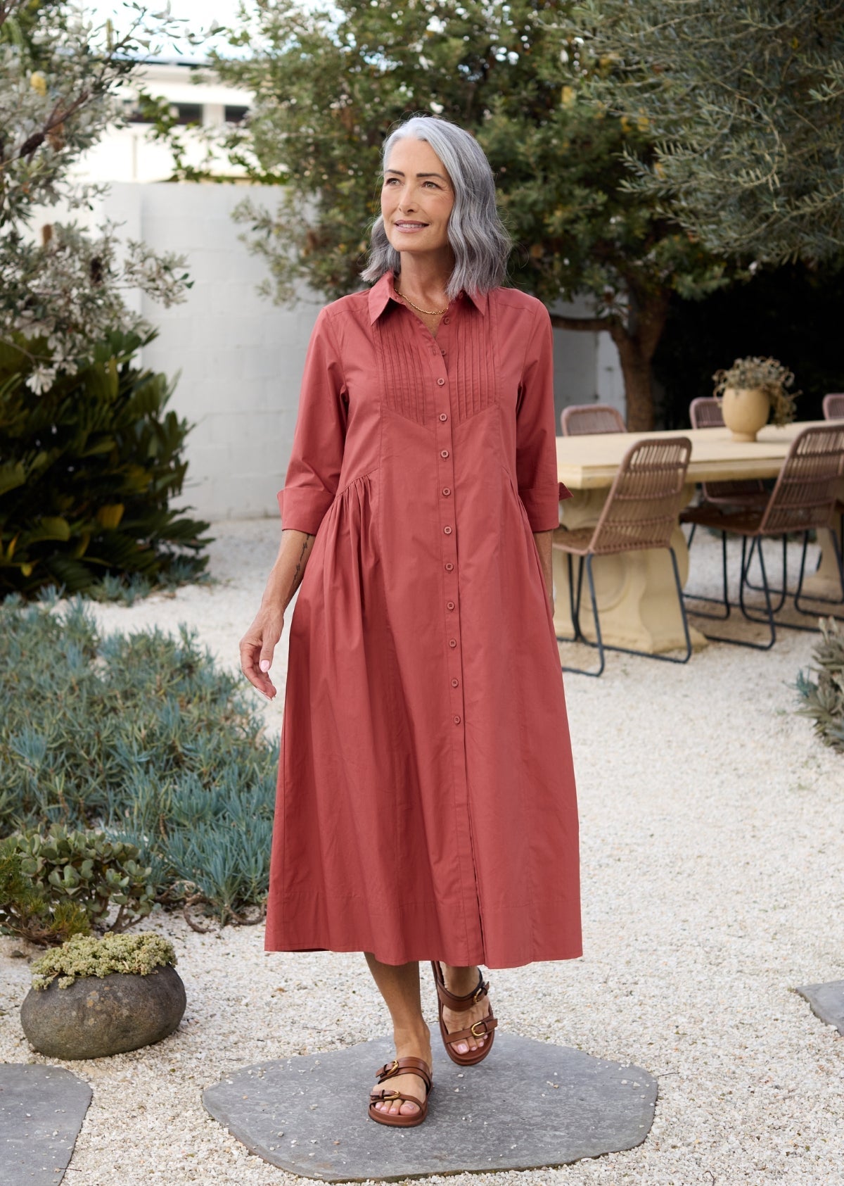LAURA SHIRTDRESS - TERRACOTTA