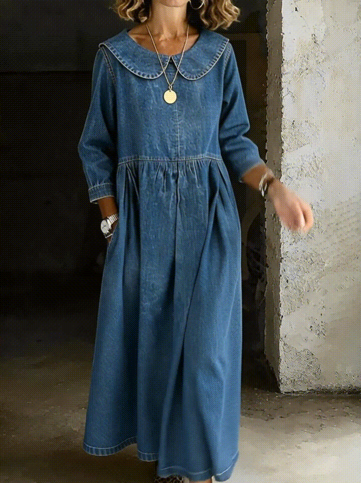 Sarah Collar Denim Dress