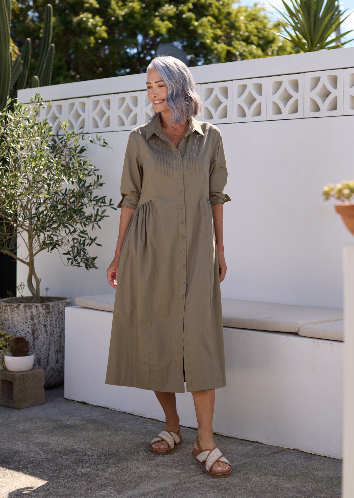 LAURA SHIRTDRESS - SAGE GREEN