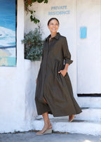LAURA SHIRTDRESS - KHAKI GREEN