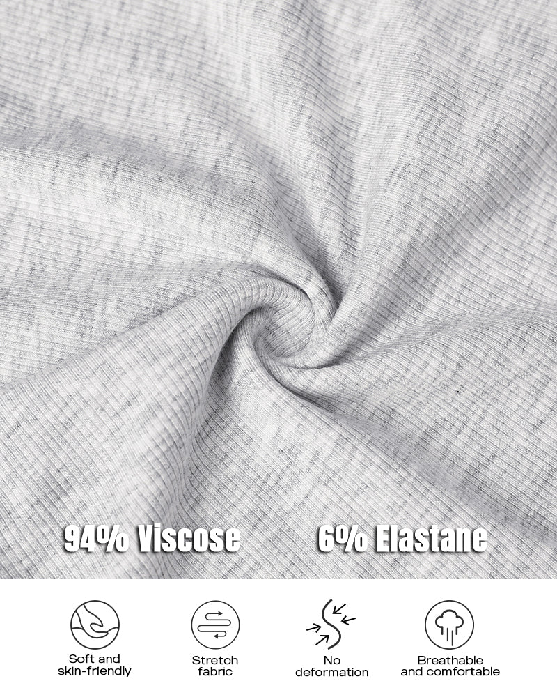 2PCS Micro-Ribbed U-Neck Tank Top & Boxer Set Cozy Loungewear