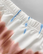 2 Pieces Outfit Letter Print Round Neck Short Sleeve Top And Tie Dye Print Elastic Waist Loose Fit Pants Set Casual Pajamas Set