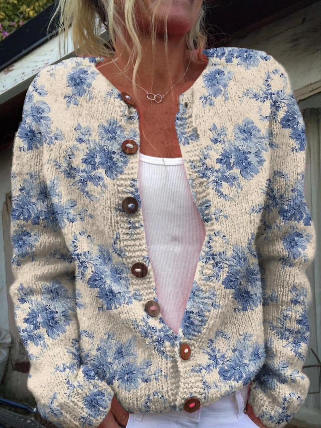 Blue Flora Sweater