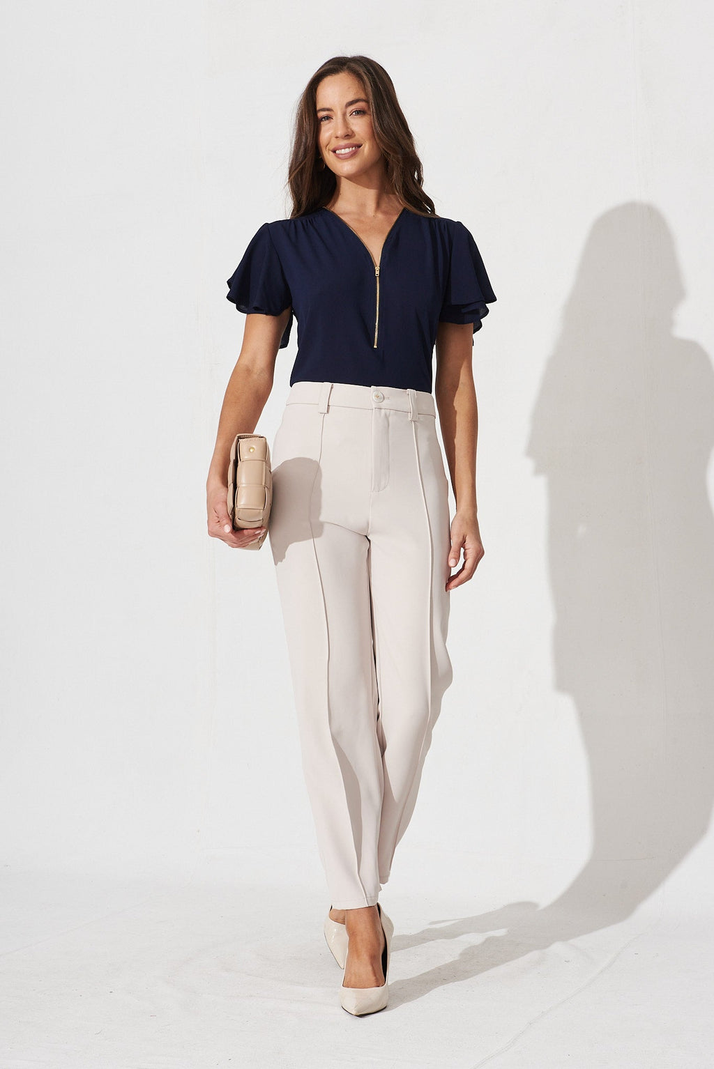 Viviana Zip Top In Navy