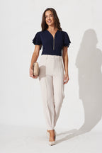 Viviana Zip Top In Navy
