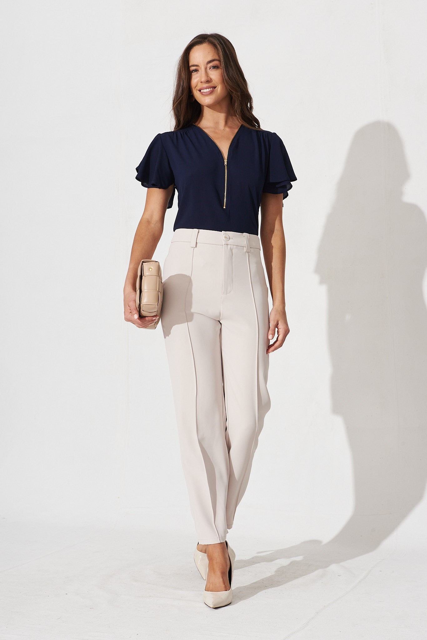 Viviana Zip Top In Navy