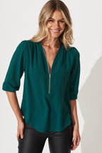 Viviani Zip Top In Teal