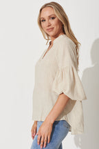 Jasper Top In Oatmeal Linen Blend
