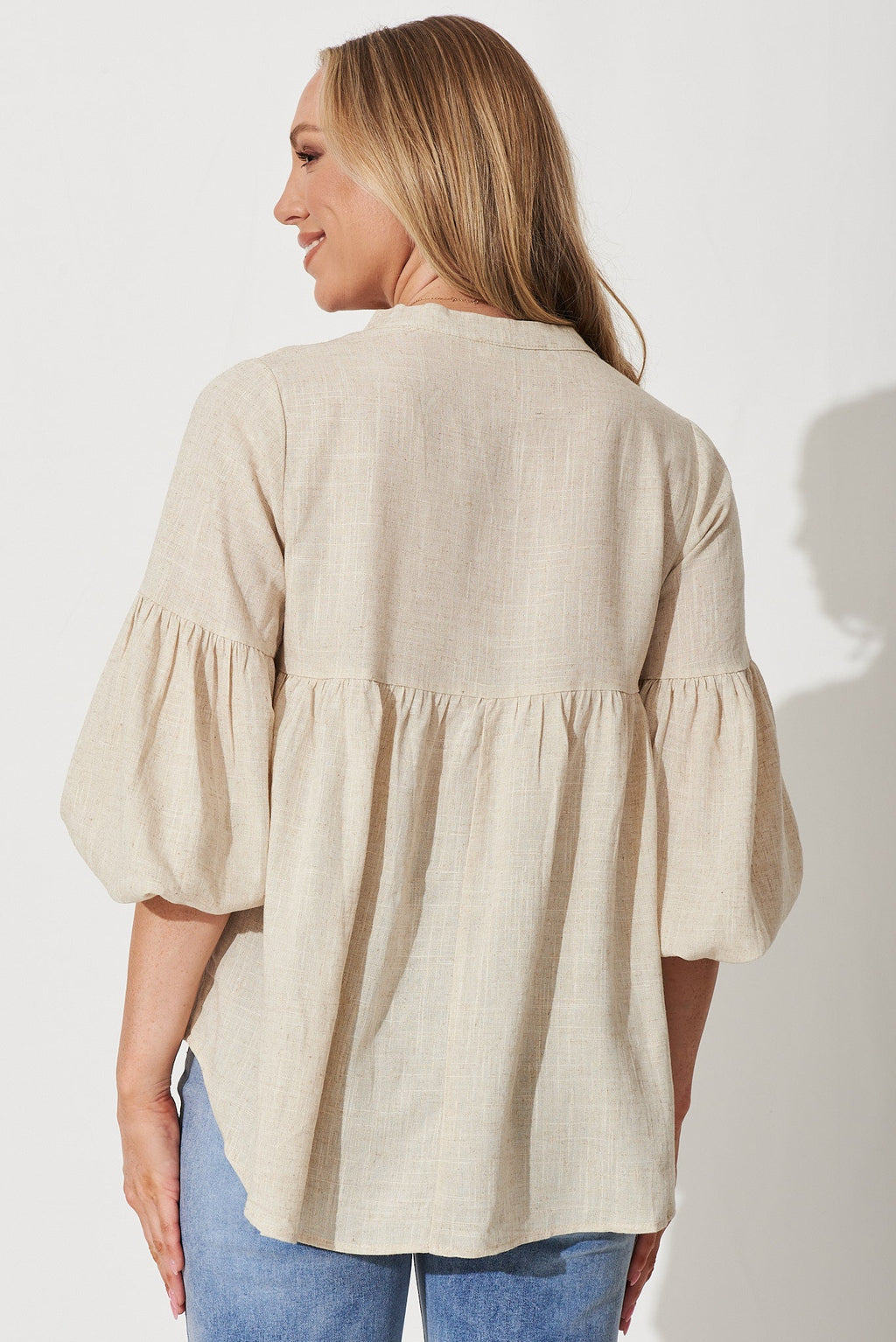 Jasper Top In Oatmeal Linen Blend