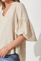 Jasper Top In Oatmeal Linen Blend