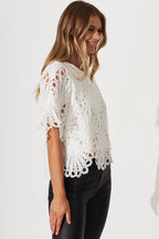 Bel Air Top In White Lace