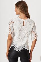 Bel Air Top In White Lace