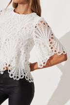 Bel Air Top In White Lace