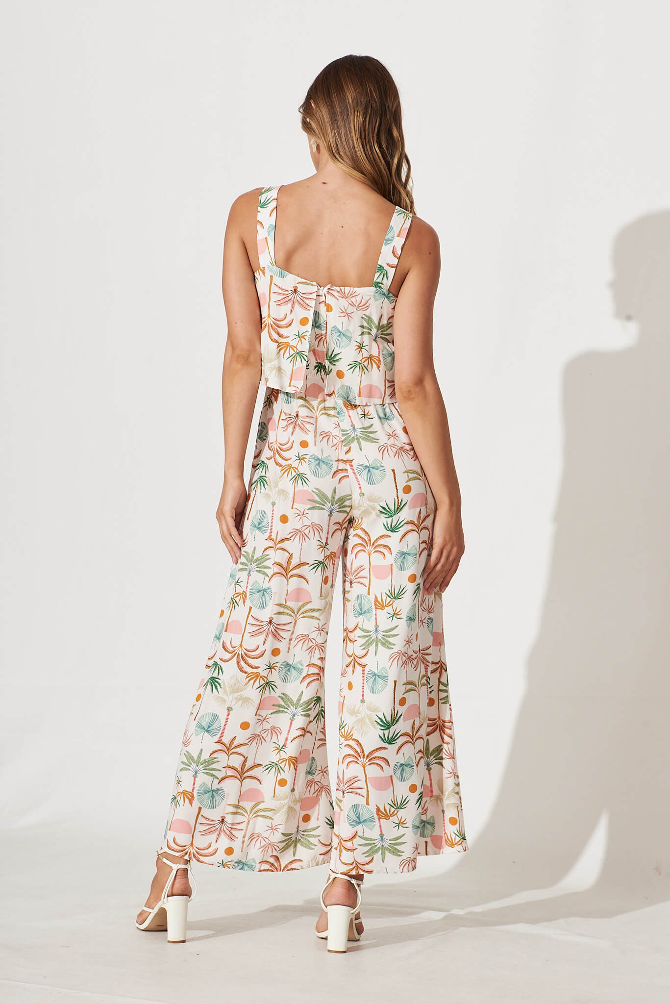 Sandcastle Jumpsuit In Multi Palm Print