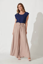 Rejina Top In Navy Linen Blend