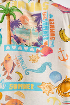 Columbia Shirt In Cream With Multi Summer Print