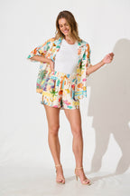 Columbia Shirt In Cream With Multi Summer Print