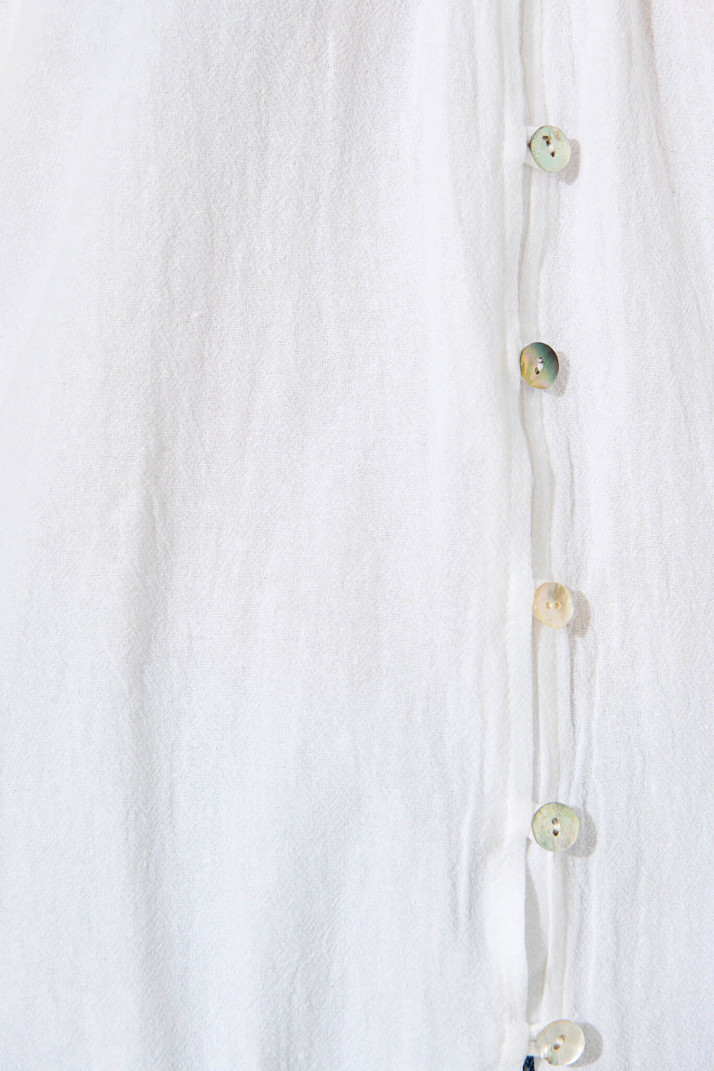Lombard Top in White Cotton Linen