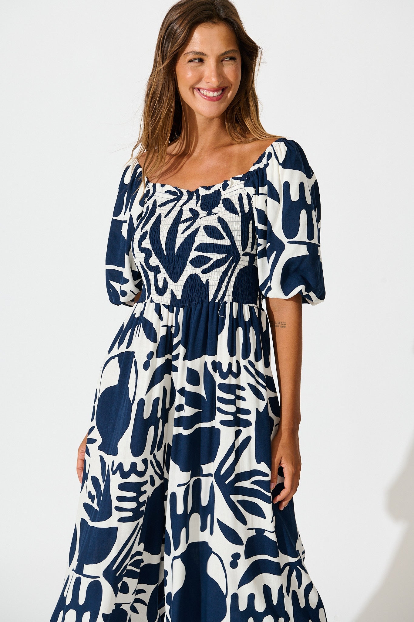 Limelight Jumpsuit in Navy with White Print