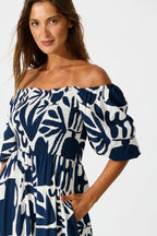 Limelight Jumpsuit in Navy with White Print