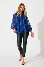 Melina Top in Blue Watercolour Chiffon
