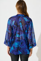 Melina Top in Blue Watercolour Chiffon