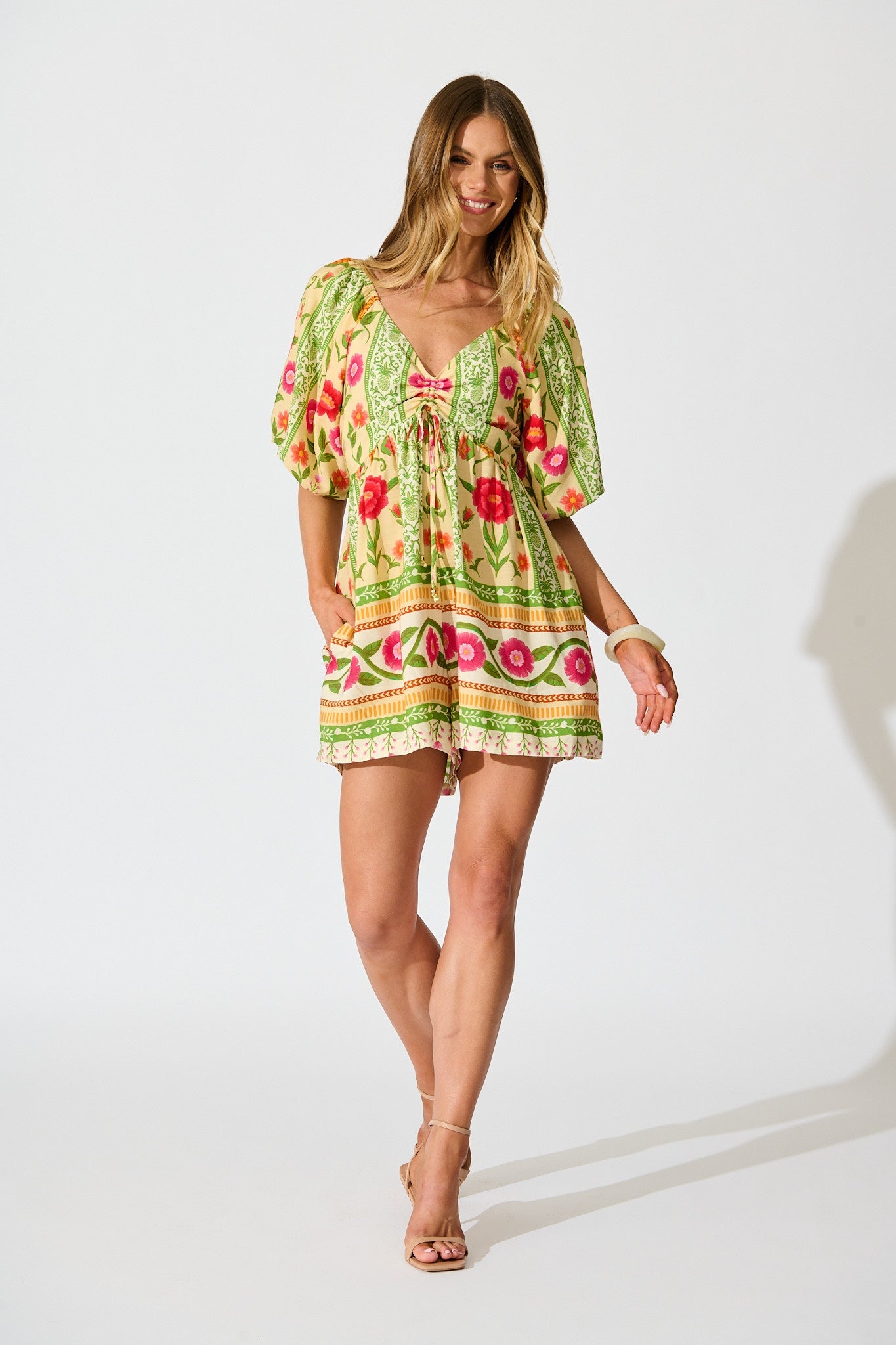 Sunset Squeeze Playsuit in Pineapple Print