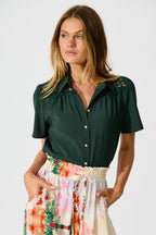 Simplicity in Lace Shirt in Emerald