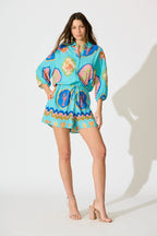 Micaela Playsuit in Blue Seashell Print
