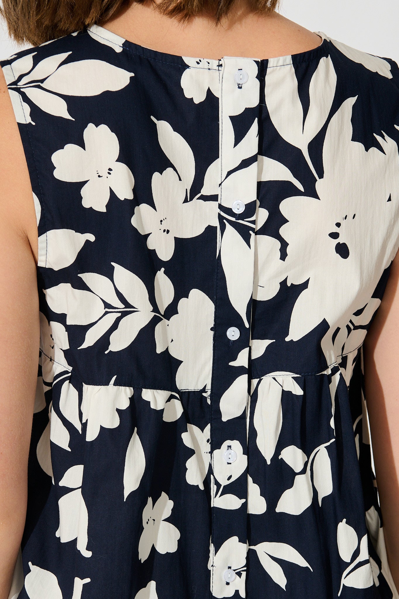 Blooming Top in Navy Floral Cotton Poplin