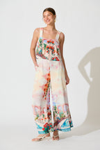 Sandcastle Jumpsuit in Red Rose Conversational Print