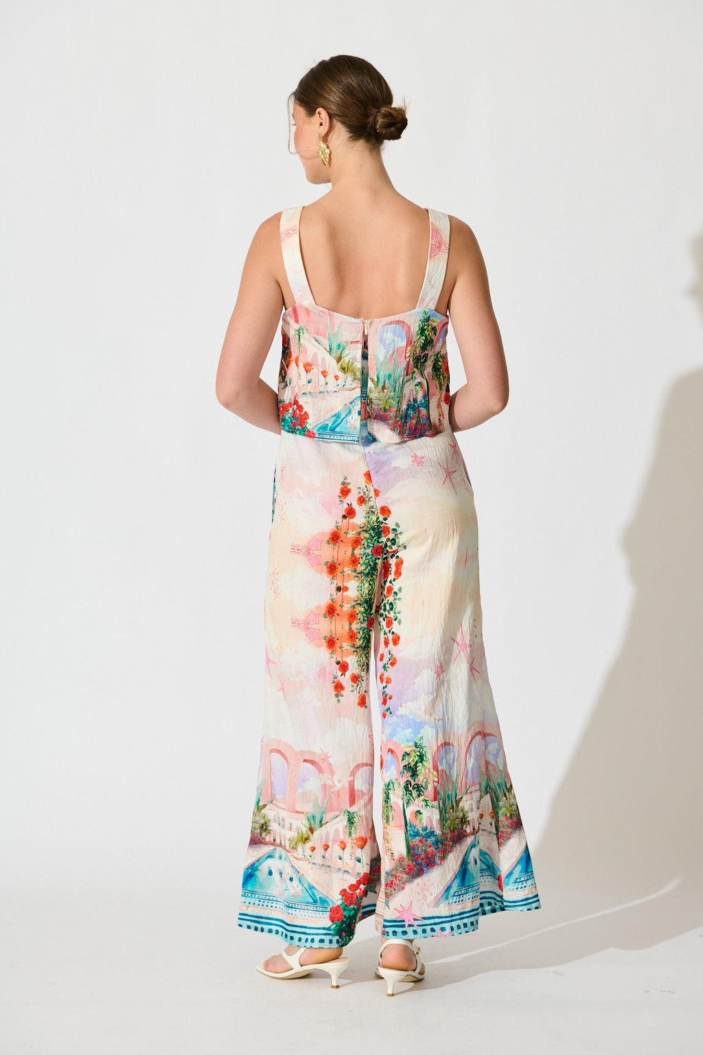 Sandcastle Jumpsuit in Red Rose Conversational Print