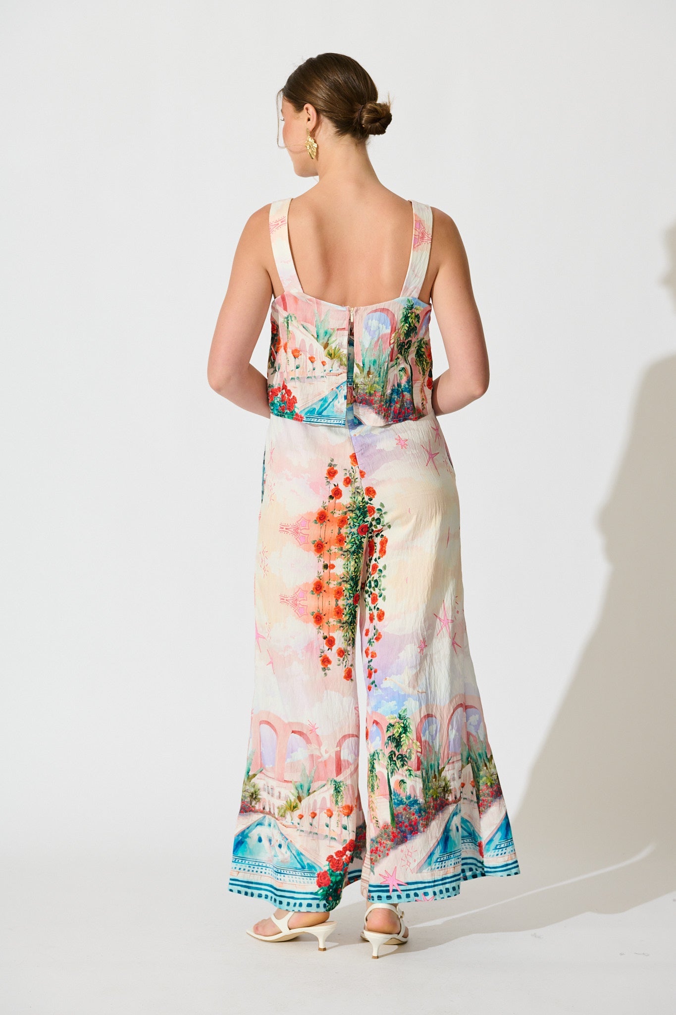 Sandcastle Jumpsuit in Red Rose Conversational Print