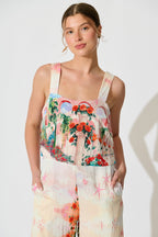Sandcastle Jumpsuit in Red Rose Conversational Print