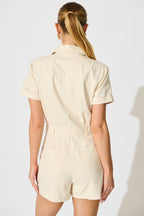 Velveta Playsuit in Beige Cotton
