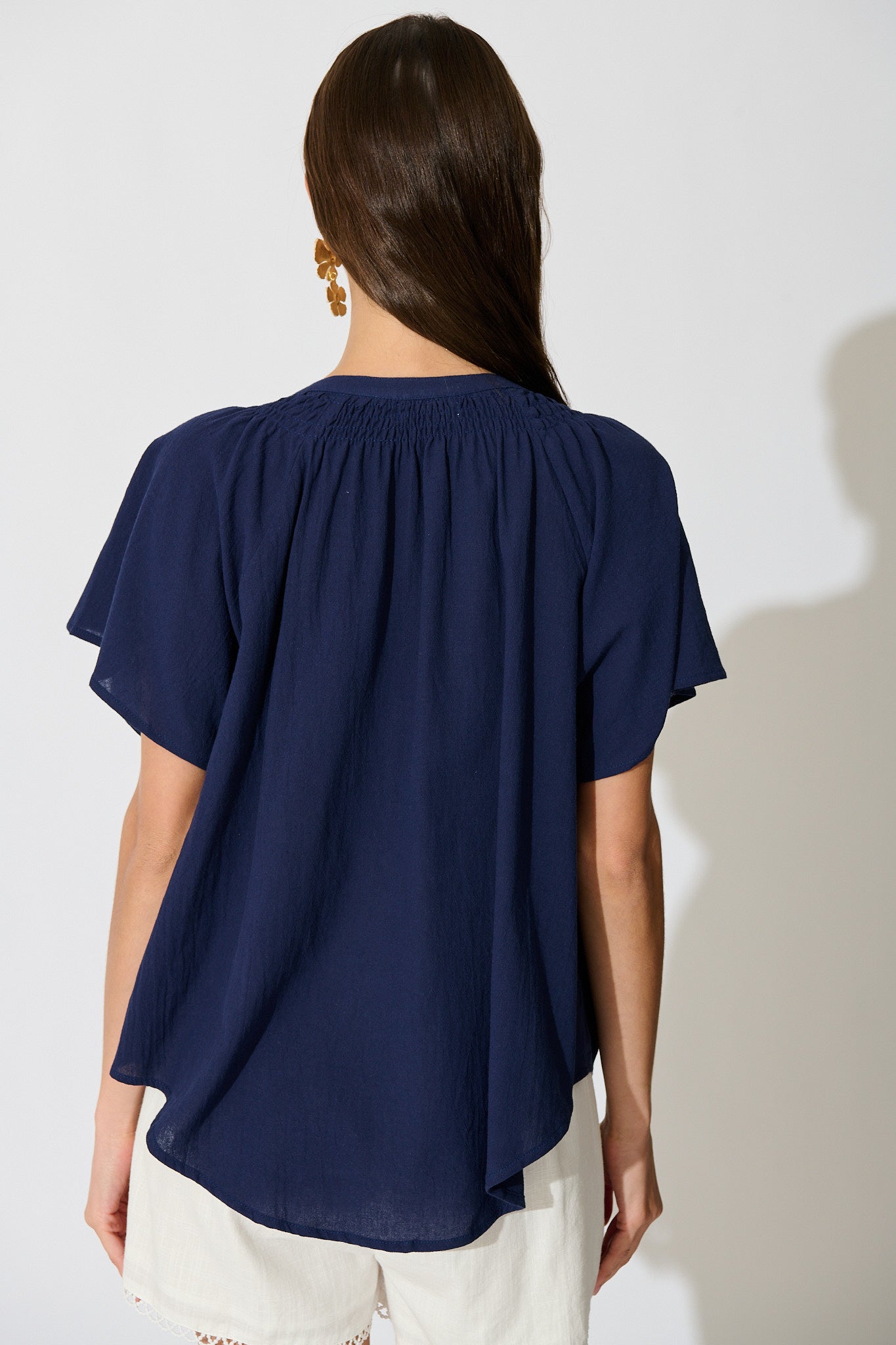 Lombard Top in Navy Cotton Linen