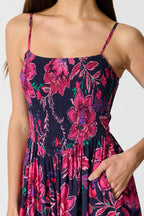 Sumire Jumpsuit in Navy with Pink Floral