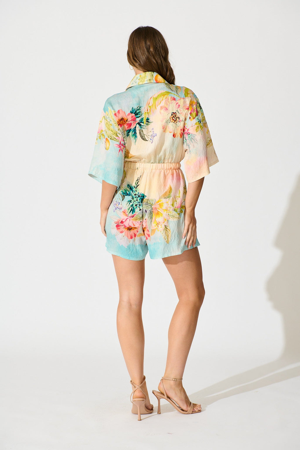 Island Dreamscape Playsuit in Multi Tropical Floral Print