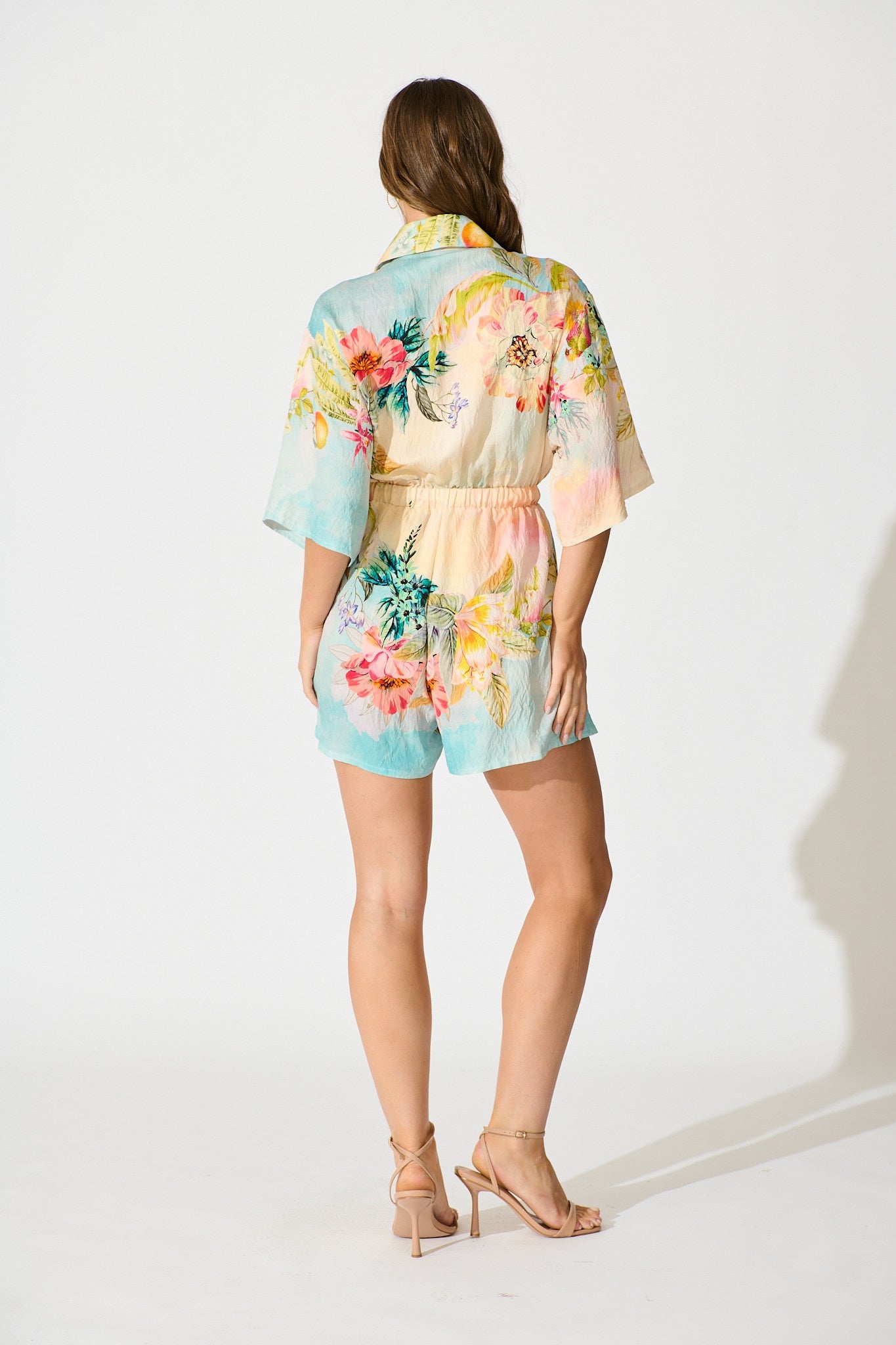 Island Dreamscape Playsuit in Multi Tropical Floral Print