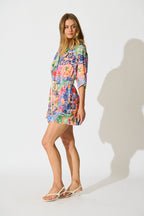 Fruit Crush Playsuit in Multi Fruit Patchwork Linen Blend
