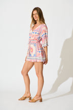 Milos Playsuit in Pink Tile Print