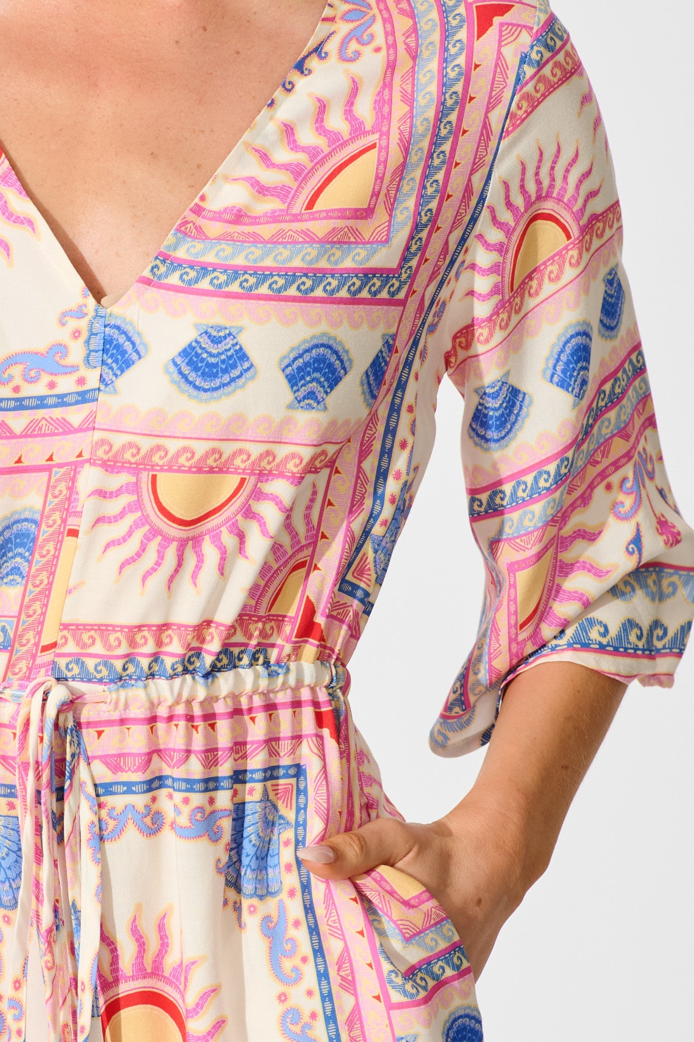 Milos Playsuit in Pink Tile Print