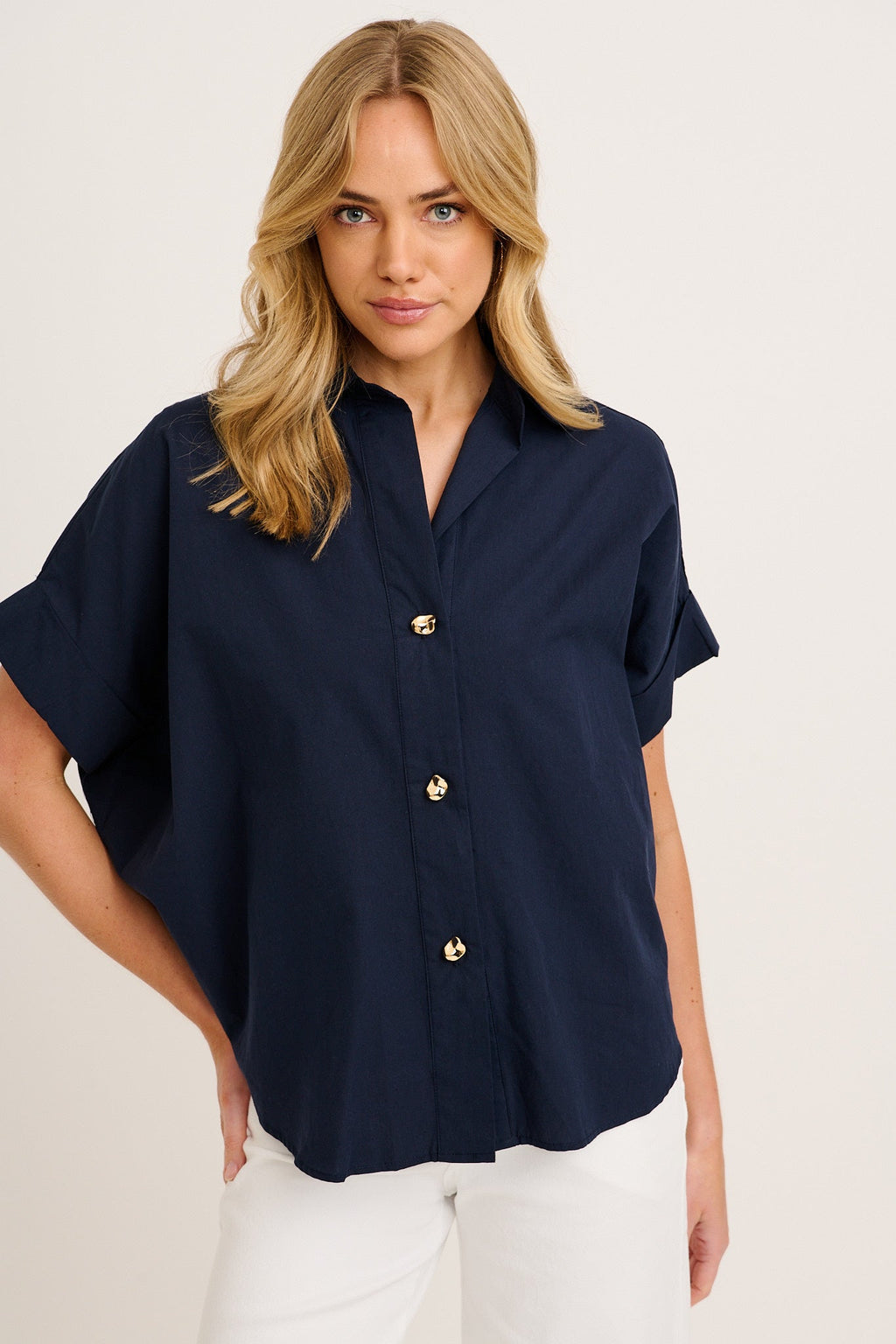 Refined Shirt in Navy Cotton