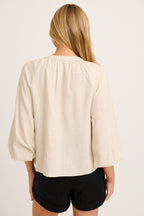 Island Whisperer Top in Oatmeal Linen Blend