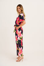 Calliope Jumpsuit in Navy with Pink Floral