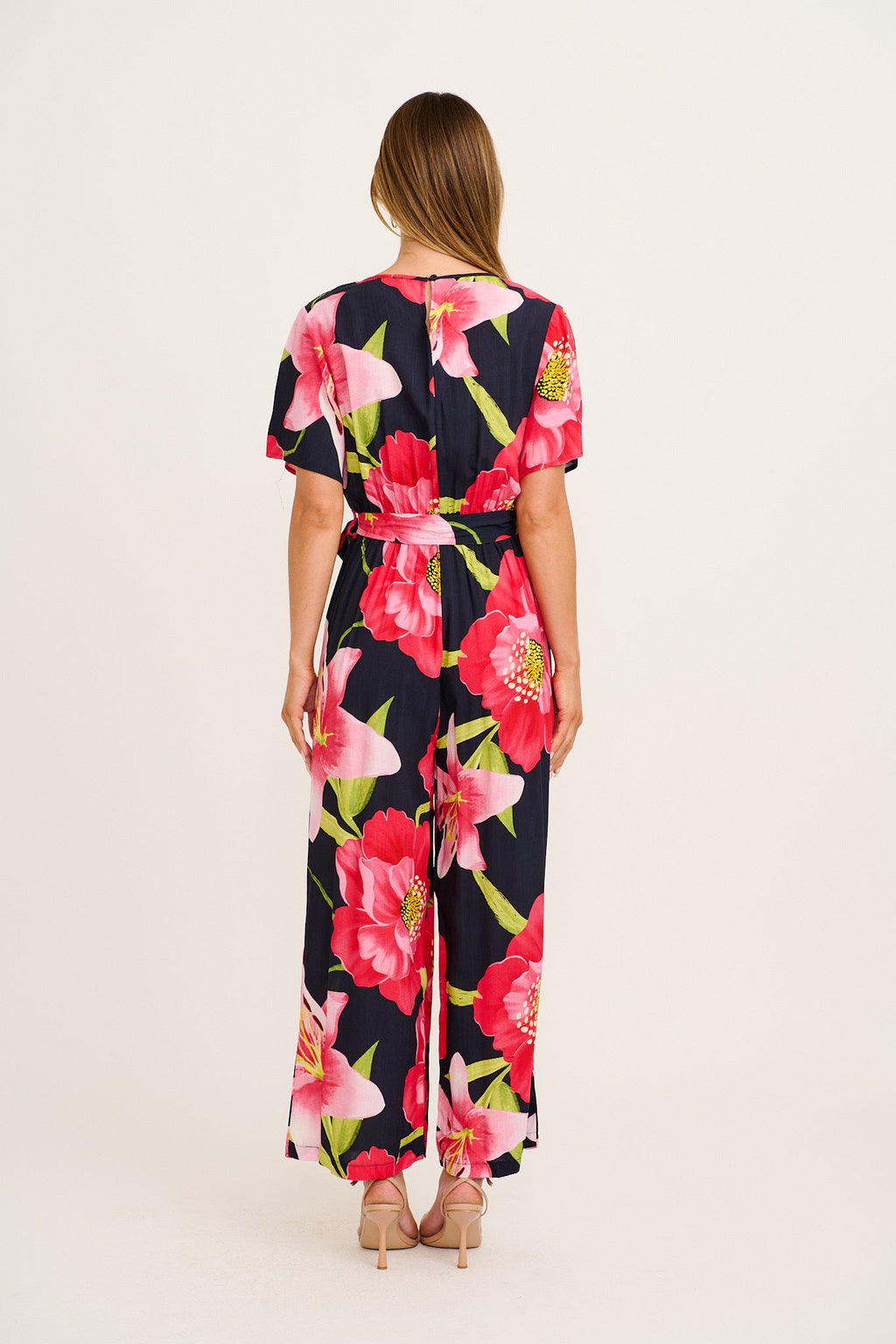Calliope Jumpsuit in Navy with Pink Floral